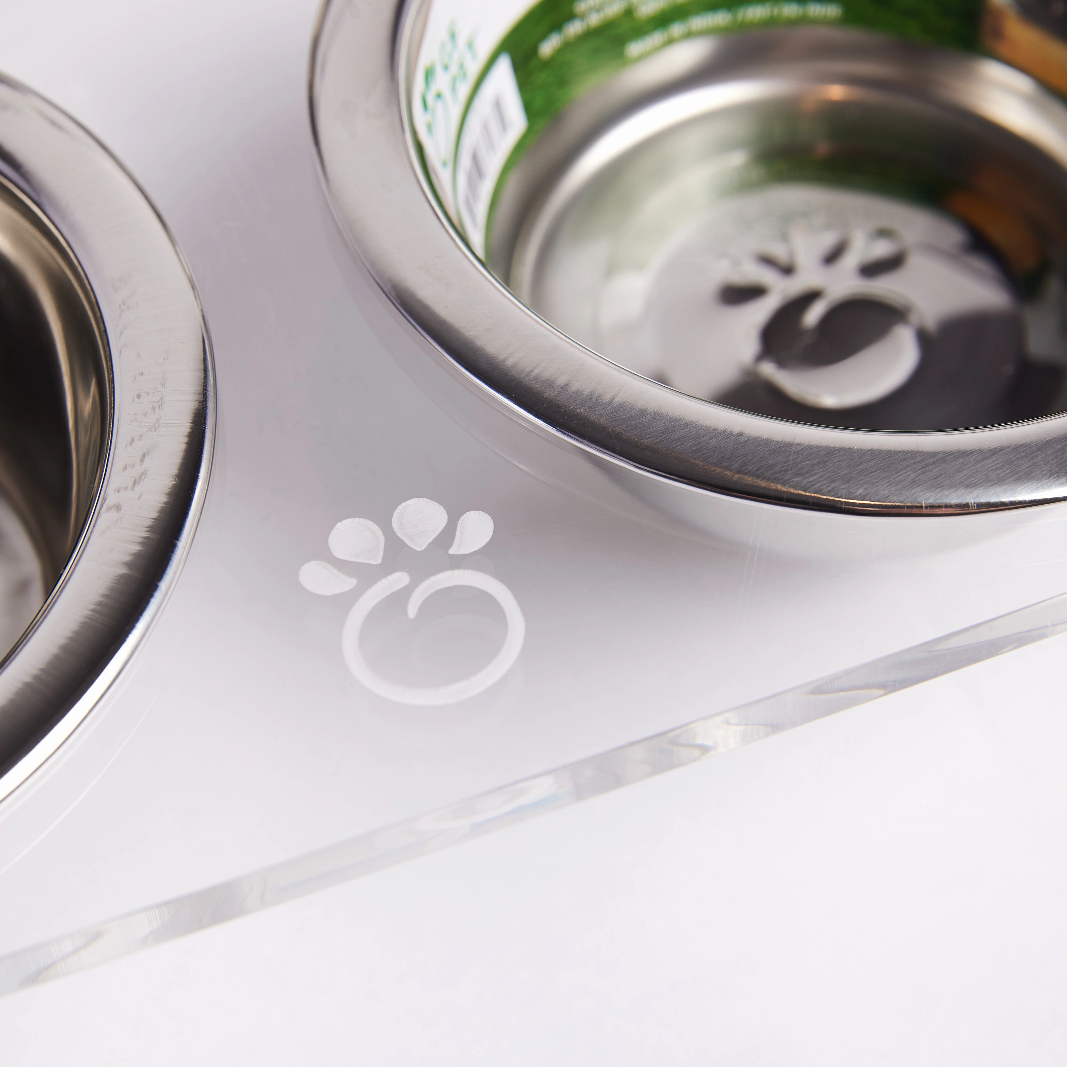 Acrylic Raised Dog Bowl Double Feeder - Clear
