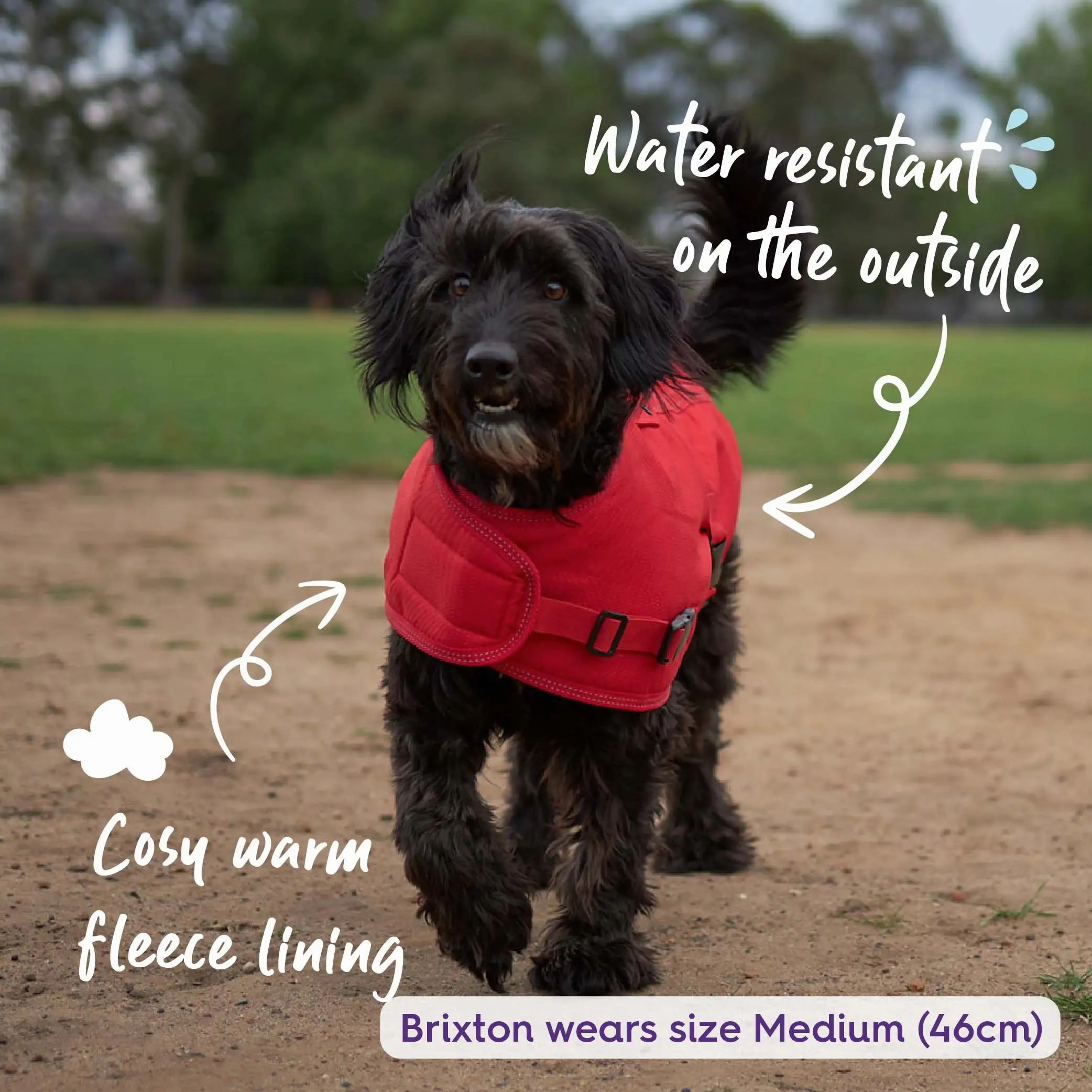 Adventure Dog Coat with Harness Hatch - Red