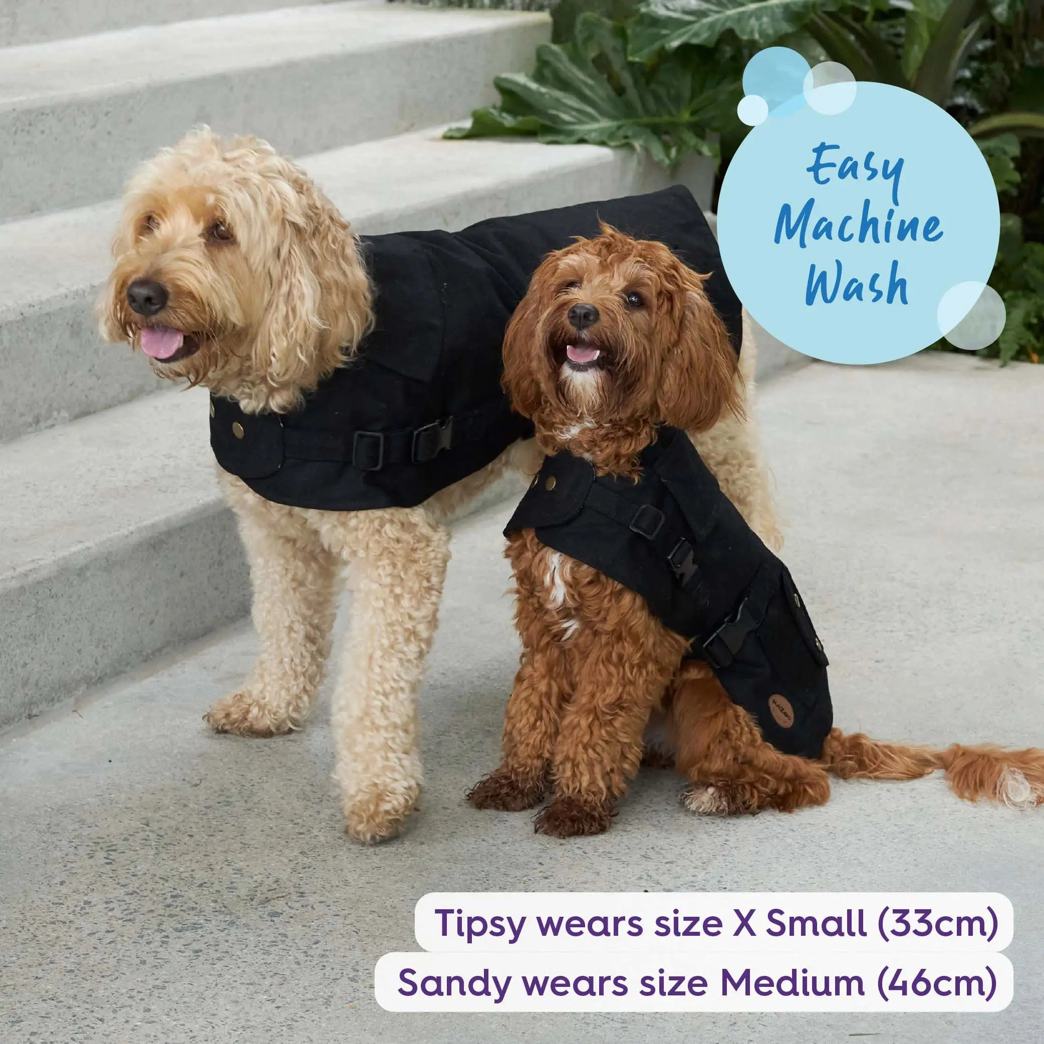 Aussie Oilskin Waterproof Dog Coat - Black