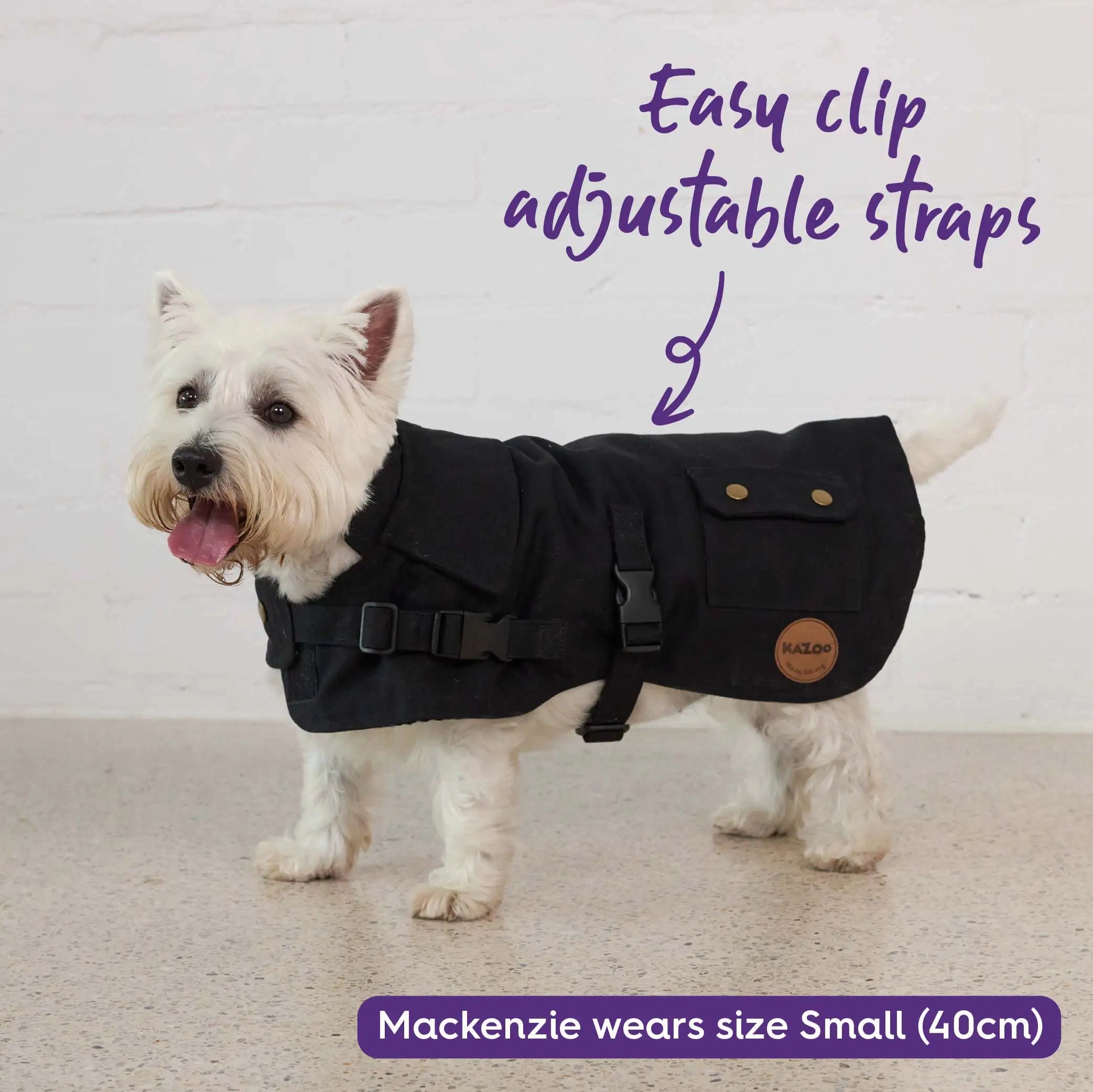 Aussie Oilskin Waterproof Dog Coat - Black