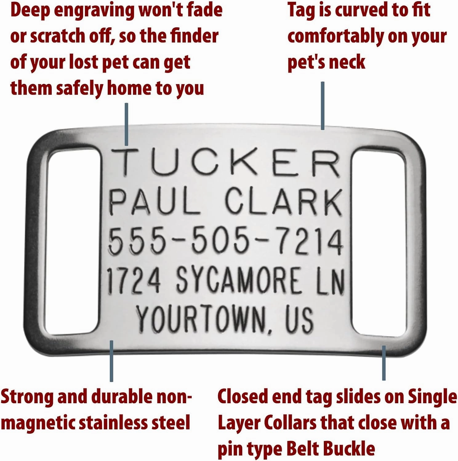 Boomerang Standard Slide On Dog Tags CollarTag? - Stainless Steel