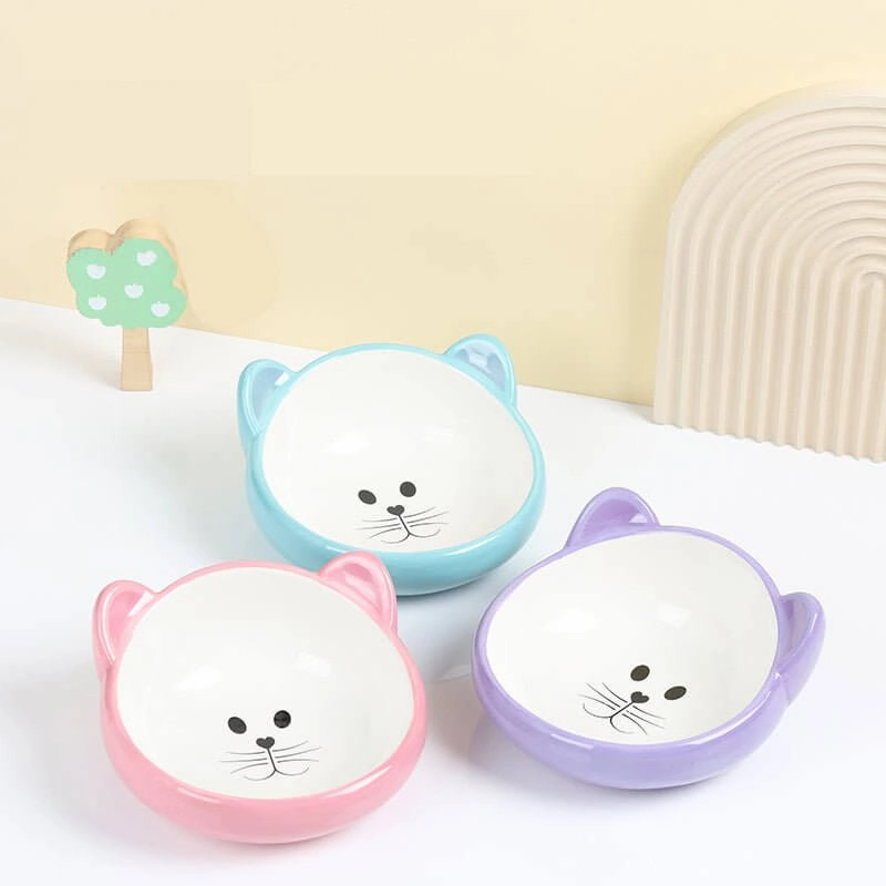 Cartoon Print Ceramic Food and Water Bowl For Dog and Cat