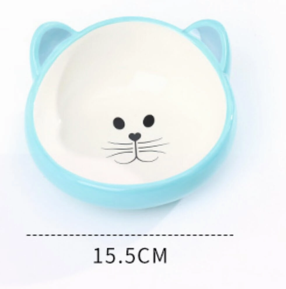 Cartoon Print Ceramic Food and Water Bowl For Dog and Cat