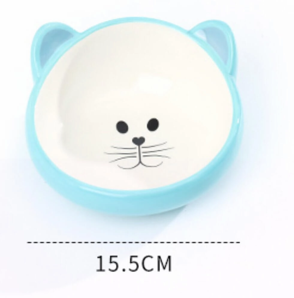 Cartoon Print Ceramic Food and Water Bowl For Dog and Cat