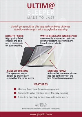 Gor Pets ULTIMA Memory Foam Sleeper Dog Bed