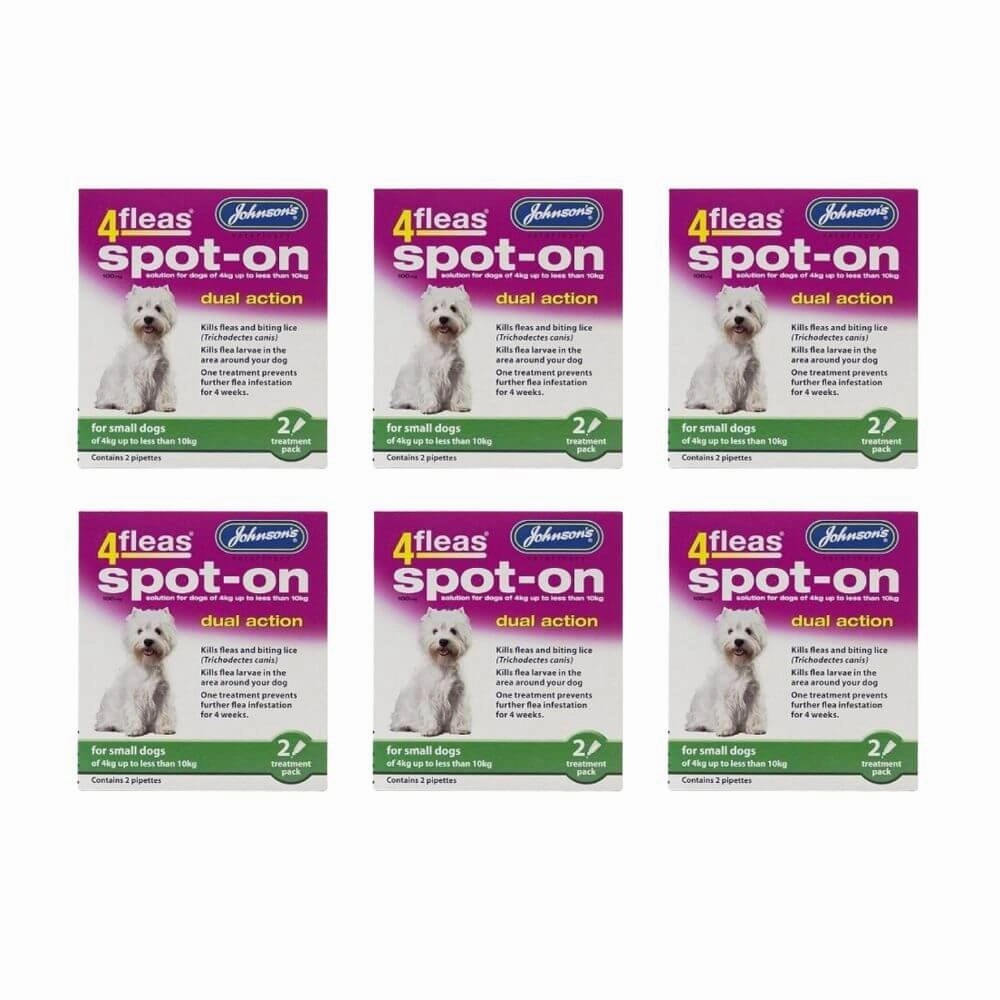 Johnsons 4Fleas Spot On Dual Action Dogs 2 x 6 Treatments