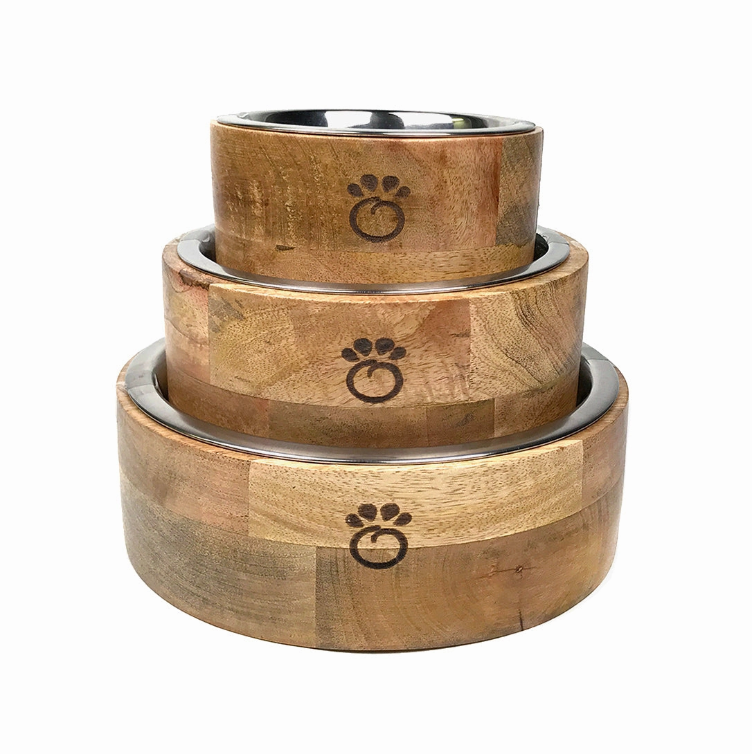 Mango Wood Dog Bowl Single