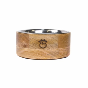 Mango Wood Dog Bowl Single