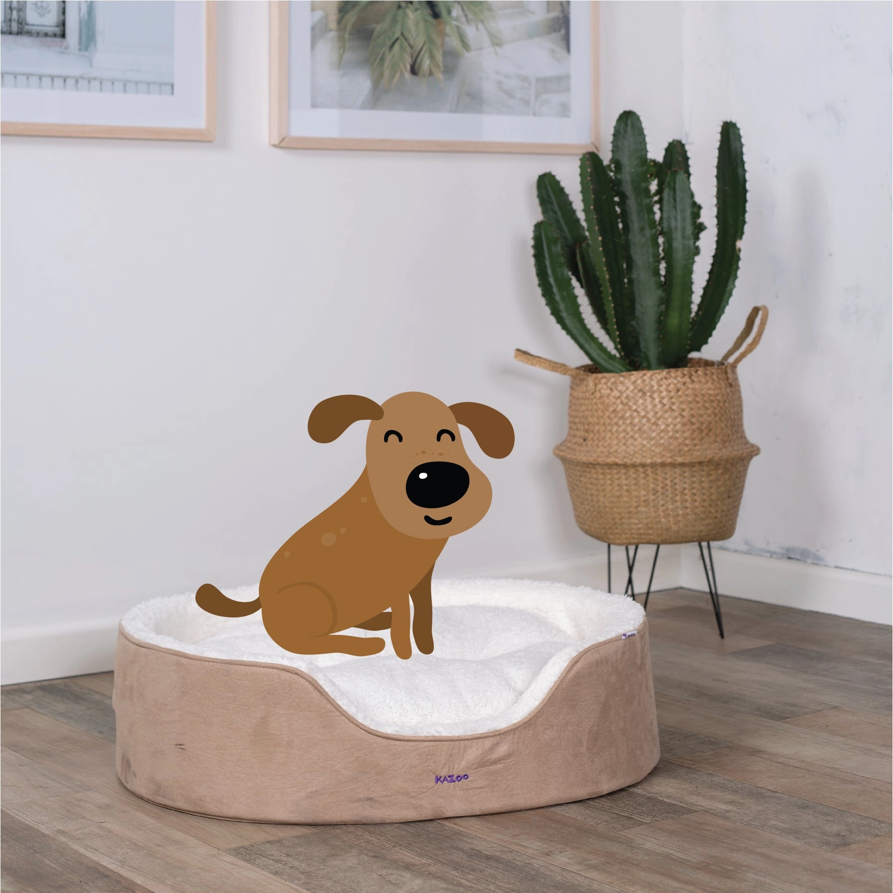 Manhattan Dog Bed - Coffee & White