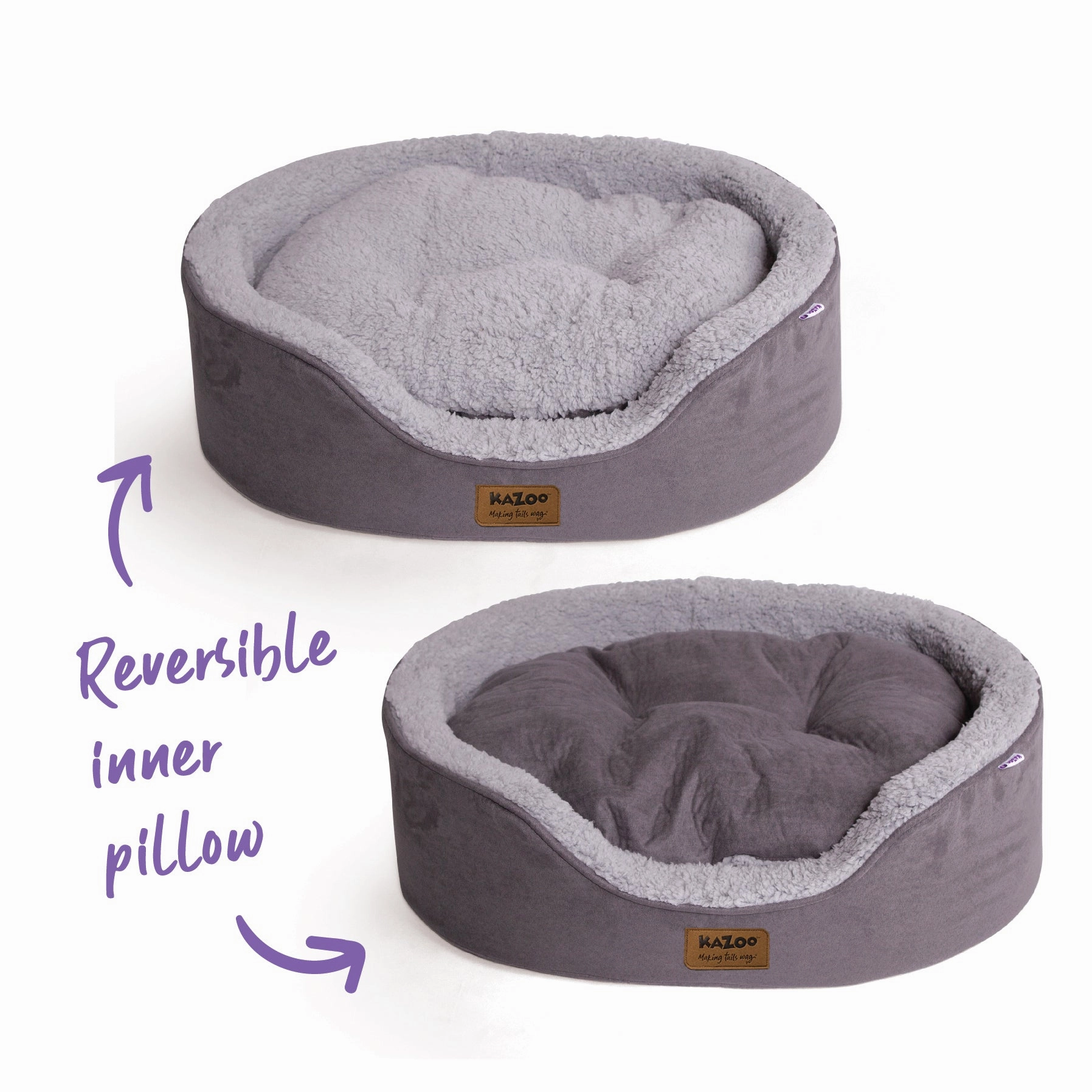 Manhattan Dog Bed - Grey & White