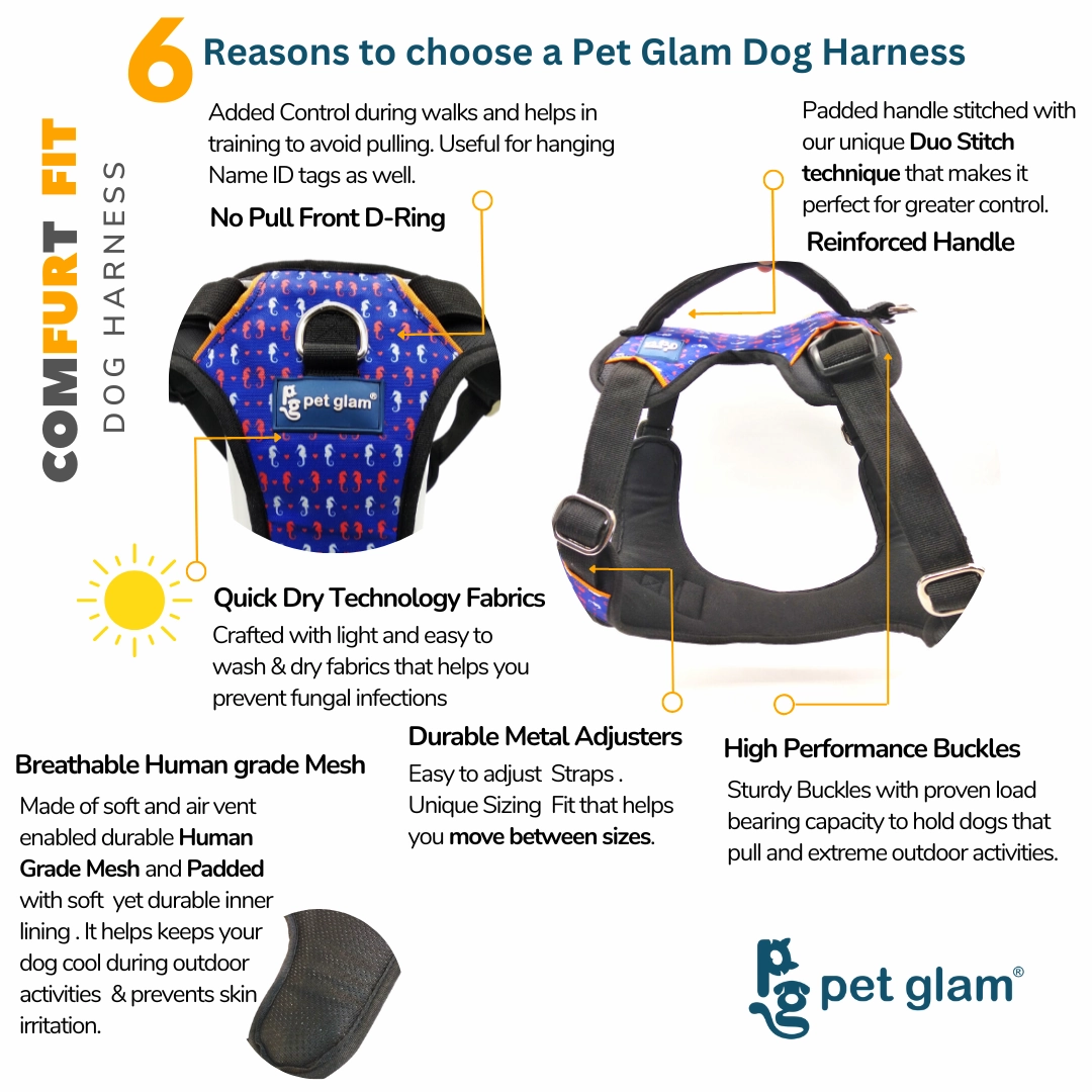 Pet Glam Dog Harness AQUA
