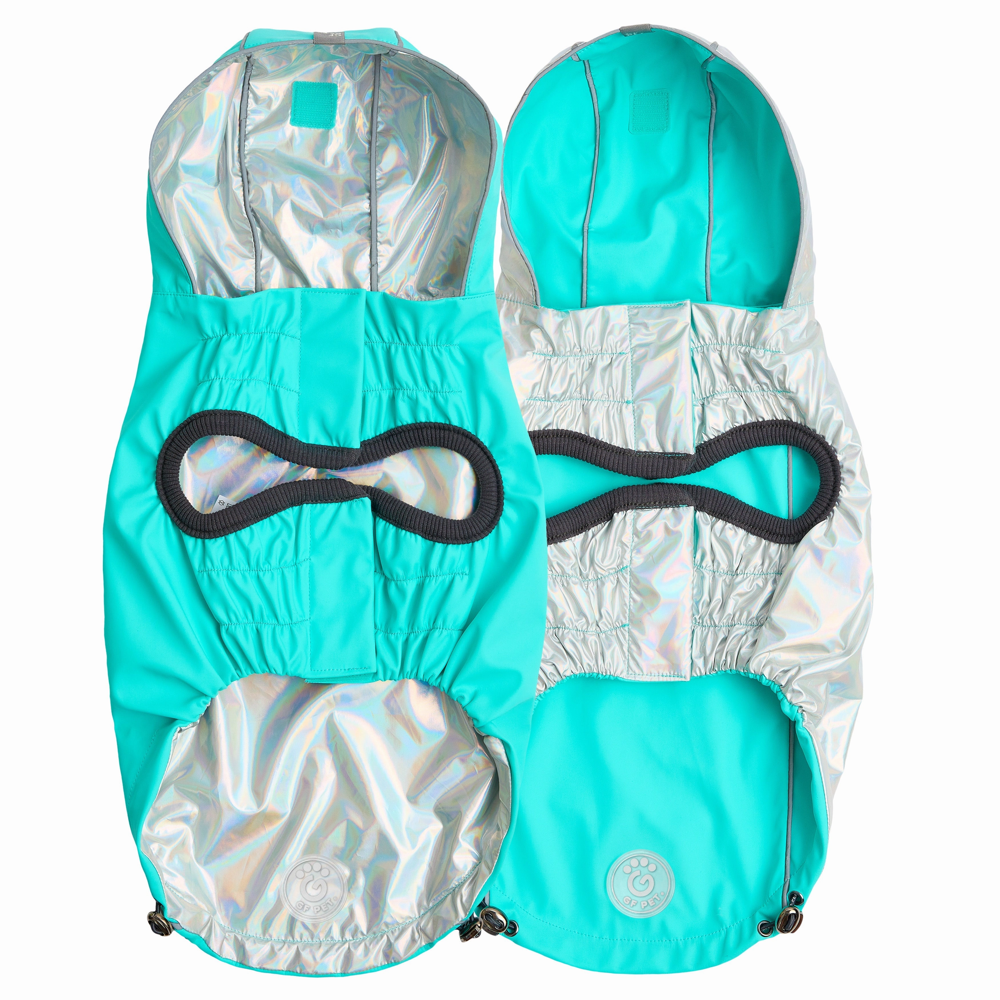 Reversible Raincoat - Neon Aqua with Iridescent