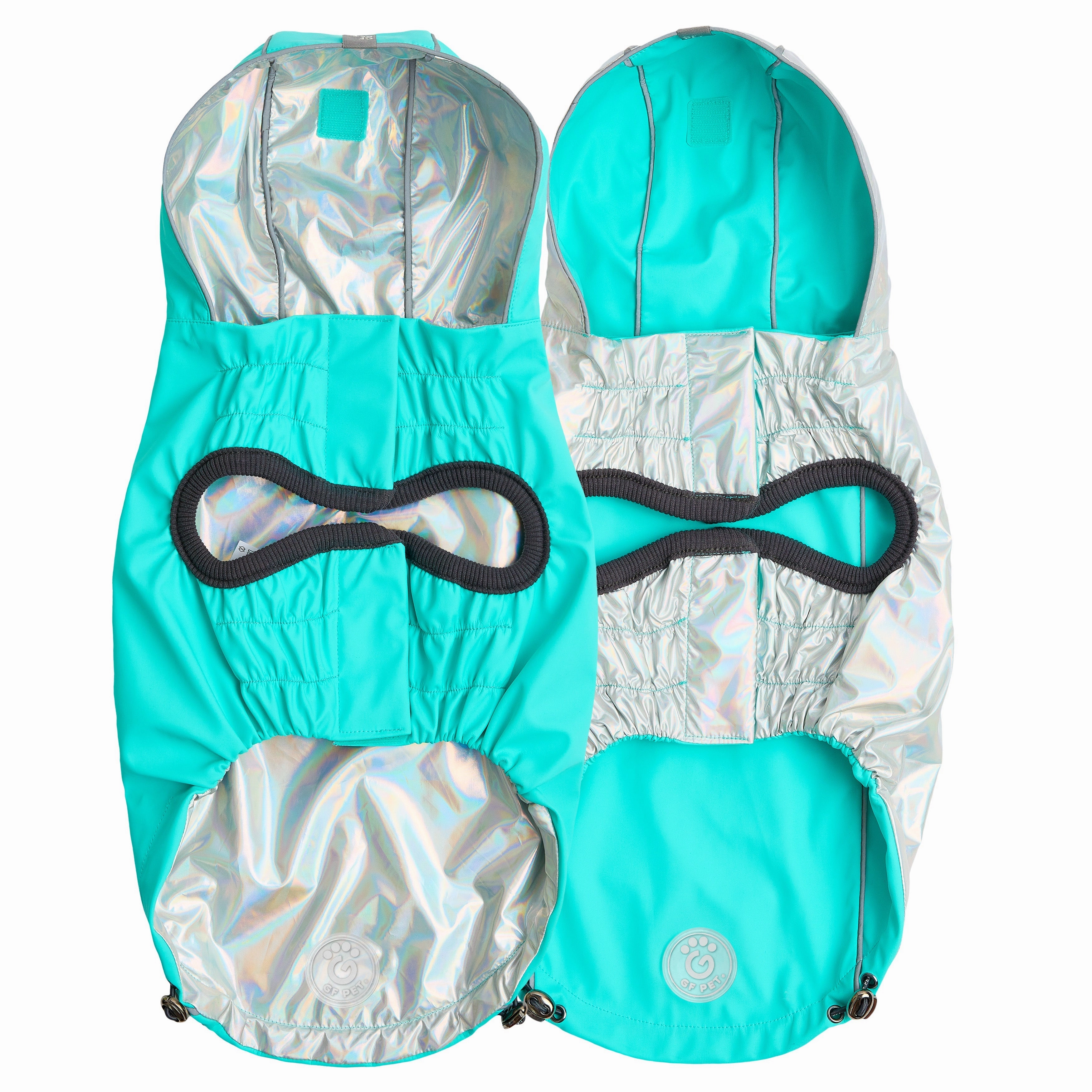 Reversible Raincoat - Neon Aqua with Iridescent