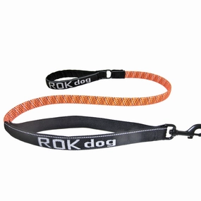 ROK Dog Bungee Leash Orange Reflective for Large Dogs 60lbs Plus