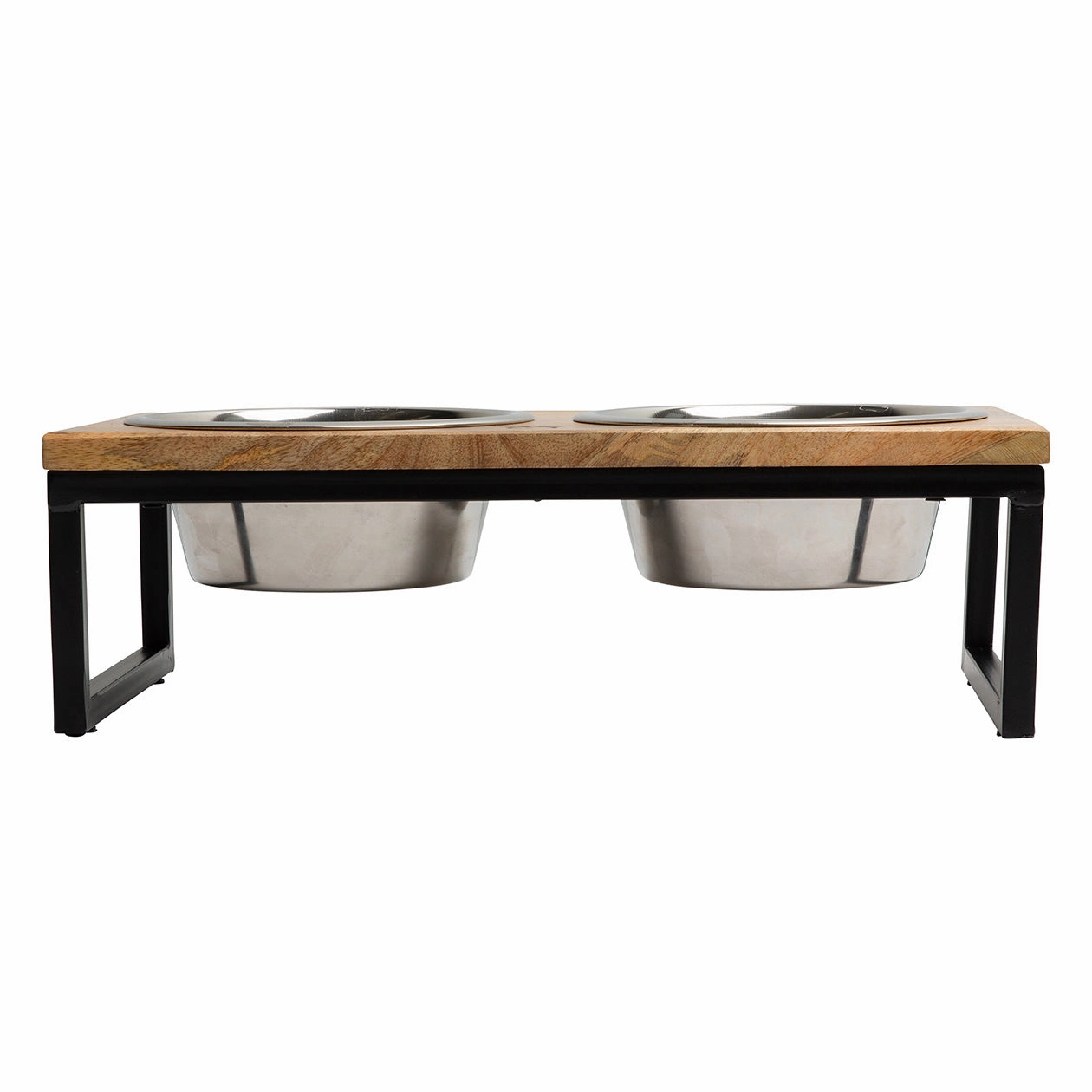 Wood & Metal Elevated 2 Dog Bowl Feeder