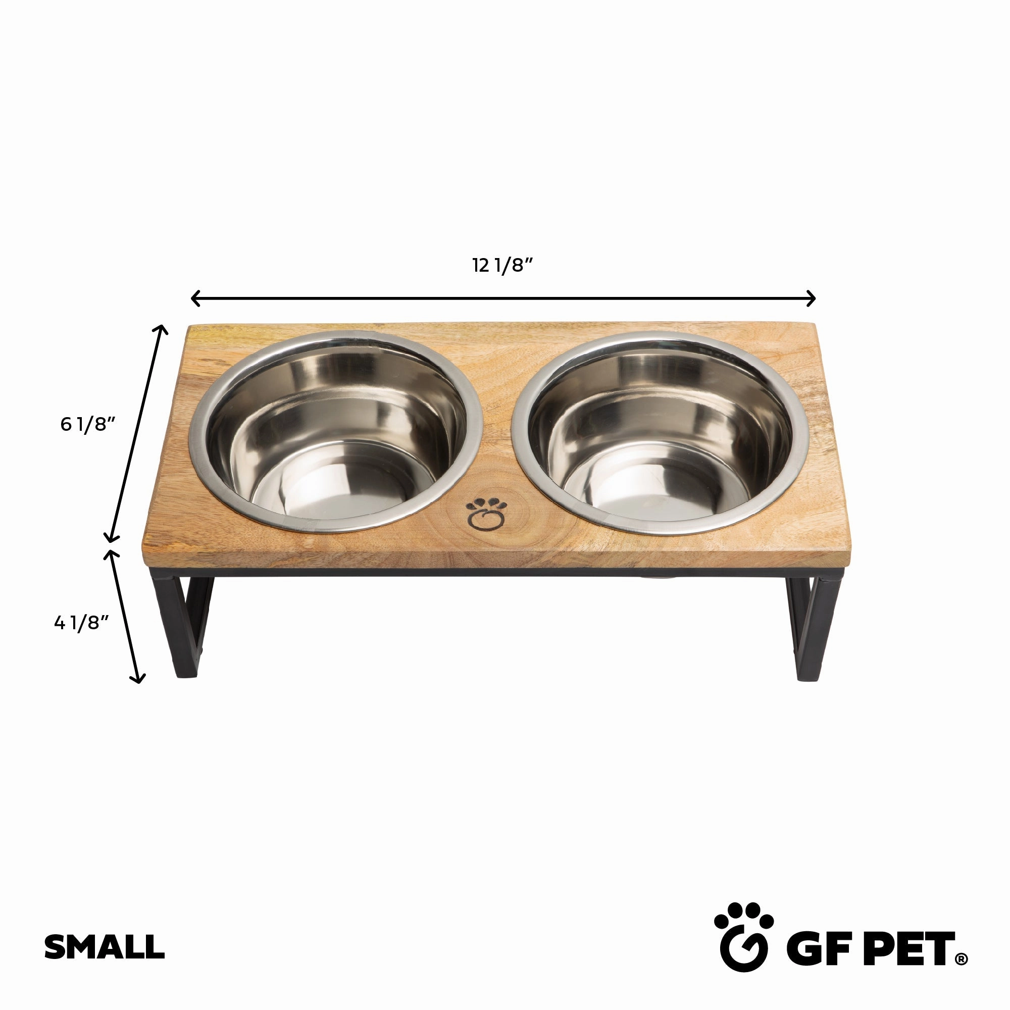 Wood & Metal Elevated 2 Dog Bowl Feeder